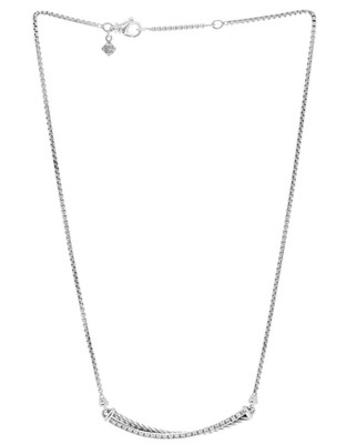  Sterling Silber David Yurman Crossover Diamant Halskette in Silber 17 Zoll