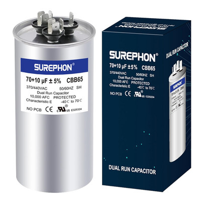 70+10 Uf 70/10 MFD ±5% 370V/440VAC Dual Run Start Capacitor CBB65B Works for AC