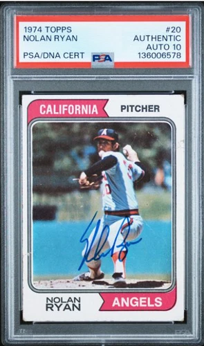 1974 Topps Nolan Ryan Signed Baseball Card #20 PSA/DNA Certified 10 Auto HOF