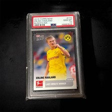 PSA 10 Erling Haaland Rookie Topps Now Soccer Card Gem Mint Sport Card. rookie card picture