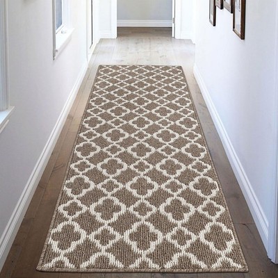 Runner Rug for Hallway 2×6feet Non Slip Kitchen Floor Carpet Runners Brown Ge...