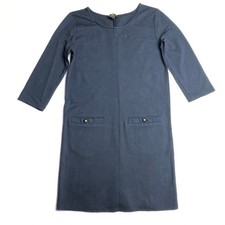 MANGO Casual Fitted Mini Shift Dress Dark Navy Blue XS Extra Small Pockets Thick
