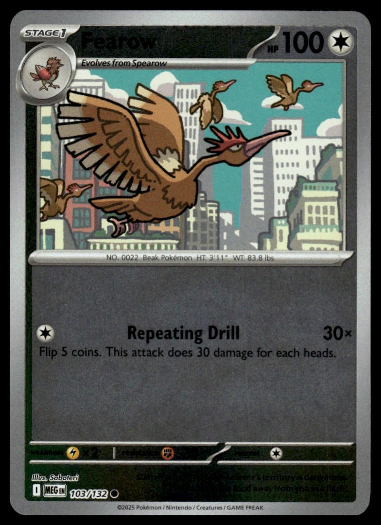 Fearow ME01: Mega Evolution #103/132 Reverse Holo NM