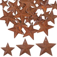 Alrhso 30 Pcs Metal Star for Crafts, Rusty Barn Stars 3D Star Ornaments Antiq...