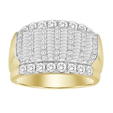 Men's Band 2.00ct Natural Round Baguette Diamond 10k Yellow Gold