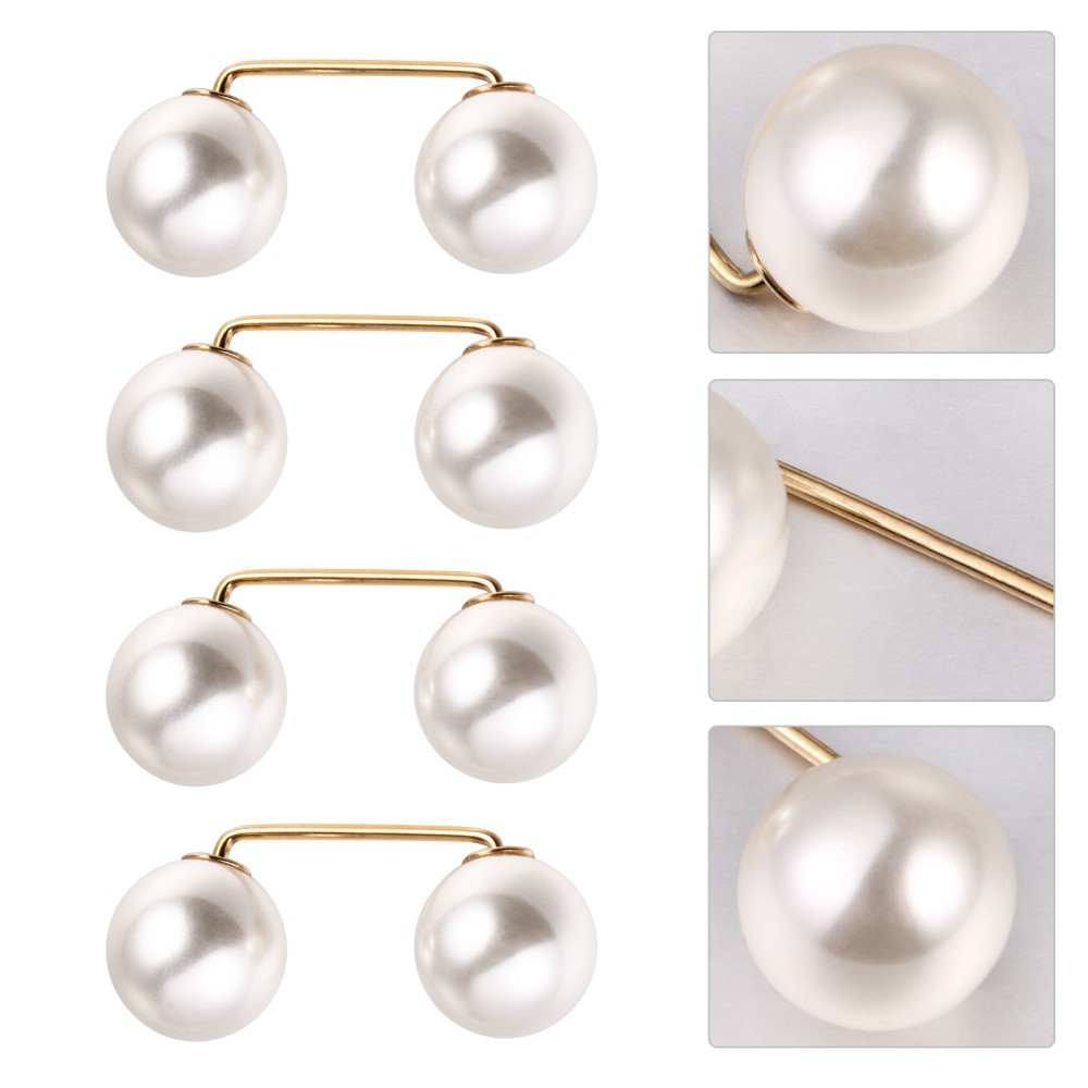 Faux Pearl Brooch Pins Set of 6 for Women Shawl Collar Skirt Buttons