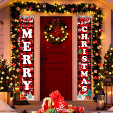 Christmas Decorations Red Black Buffalo Plaid Sign Set for Festival Merry Christ