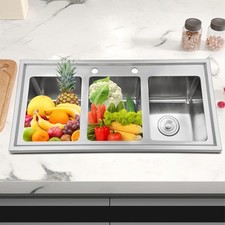 Drop-in Commercial Kitchen Sink Modern 3 Compartmen Stainless Steel Kitchen Sink