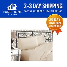 Luxurious 1500 Thread Count Cream Microfiber Bed Sheet Set - 4-Piece Queen Size