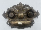 Antique Art Nouveau brass double inkwell set with three feather Pens — photo 6