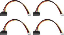 4 PCS 30cm 15Pin SATA Female to 4 Pin XH2.54 Power Cable PC Hard Drives