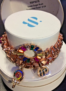 Authentic Bomb Party Sweet Sugar Rush Stack Bracelet RBP5078 Rose Gold Plated Rainbow