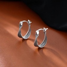 925 Sterling Silver Twisted Fashion Hoop Earrings Jewellery Women Girls Gift UK