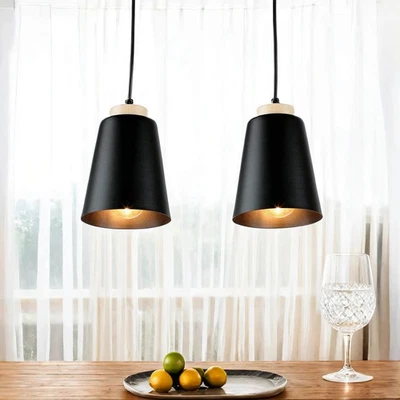 Pendelleuchte Schwarz Skandinavischer Stil E27 Esstisch Wohnzimmer Lampe Hängend - Bild 1 von 4