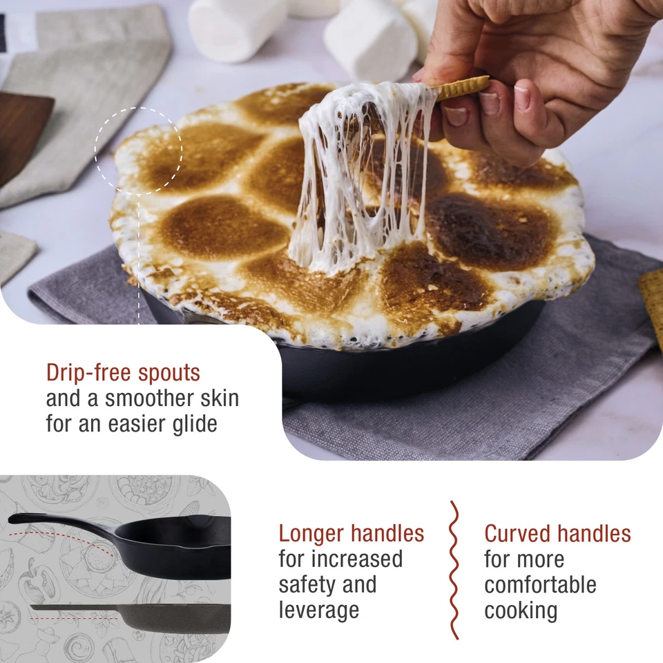 Poêle en Fonte Naturelle Induction 20cm, Convient pour le Feu, Barbecue, Four  V - Photo 3/4