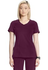 Infinity Cherokee Round Neck Nurse Scrub Tops 3 Pockets 2624A - Size S - Wine