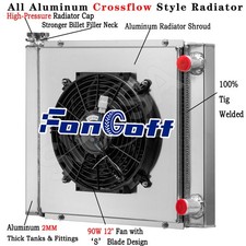 Universal 19h X 22 W 3 Row Radiatorshroudfan Fit Double Pass Chevy Sbc 350 Universal 19h X 22 W 3 Row Radiatorshroudfan Fit Double Pass Chevy Sbc 350