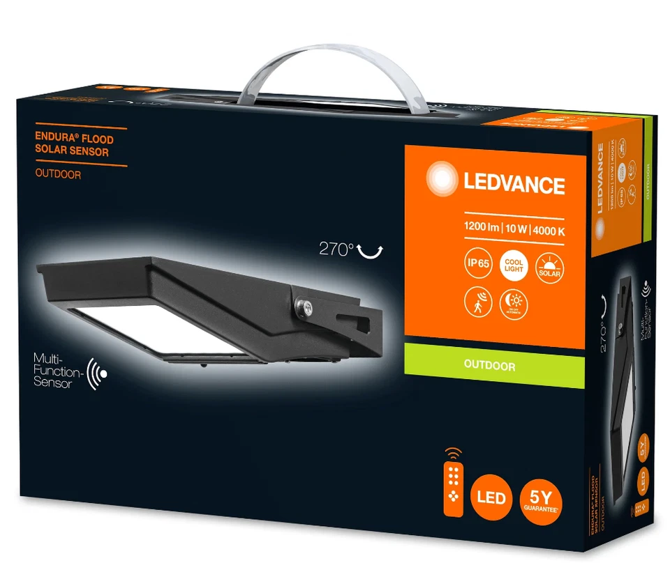 Proiettore led ad energia solare Ledvance Endura Flood 10W 4000K nero - LUM76235 - Immagine 3 di 4