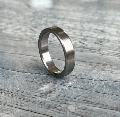 Handmade Minimalist Titanium Ring Brushed Finish Modern Wedding Band