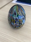 Vintage Murano Art Glass Satin Millefiori Egg 3”