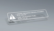 ADESIVO BENZINA SENZA PIOMBO APRILIA RS 125 e 250 BIANCO | 7,7x1,7 cm RON 91