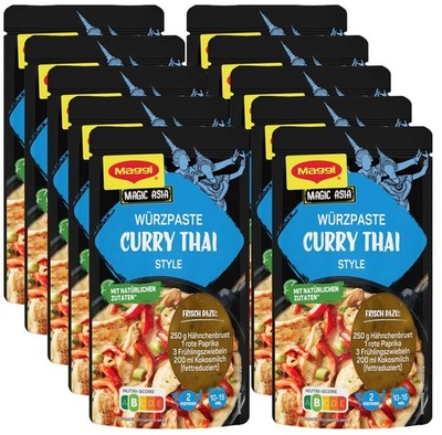 MAGGI Food Travel Würzpaste Curry Thai Style (Vegetarisch), 10er Pack, 10 x 65g