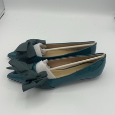 C.Paravano Pointy Bow Flats Women's Flats for Women, Teal Blue Green Bow, Sz 5.5