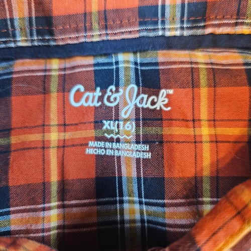 Camicia manica lunga con bottoni Cat & Jack autunno a quadri ragazzo taglia XL 16 - Foto 5 di 6