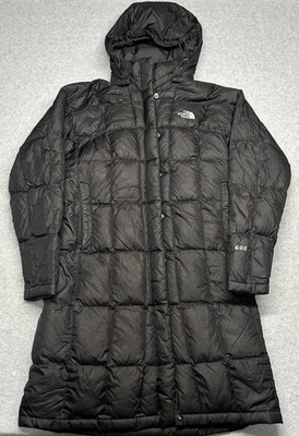 The North Face Women's Black 600 Down Metropolis Puffer Parka Jacket Hooded SP