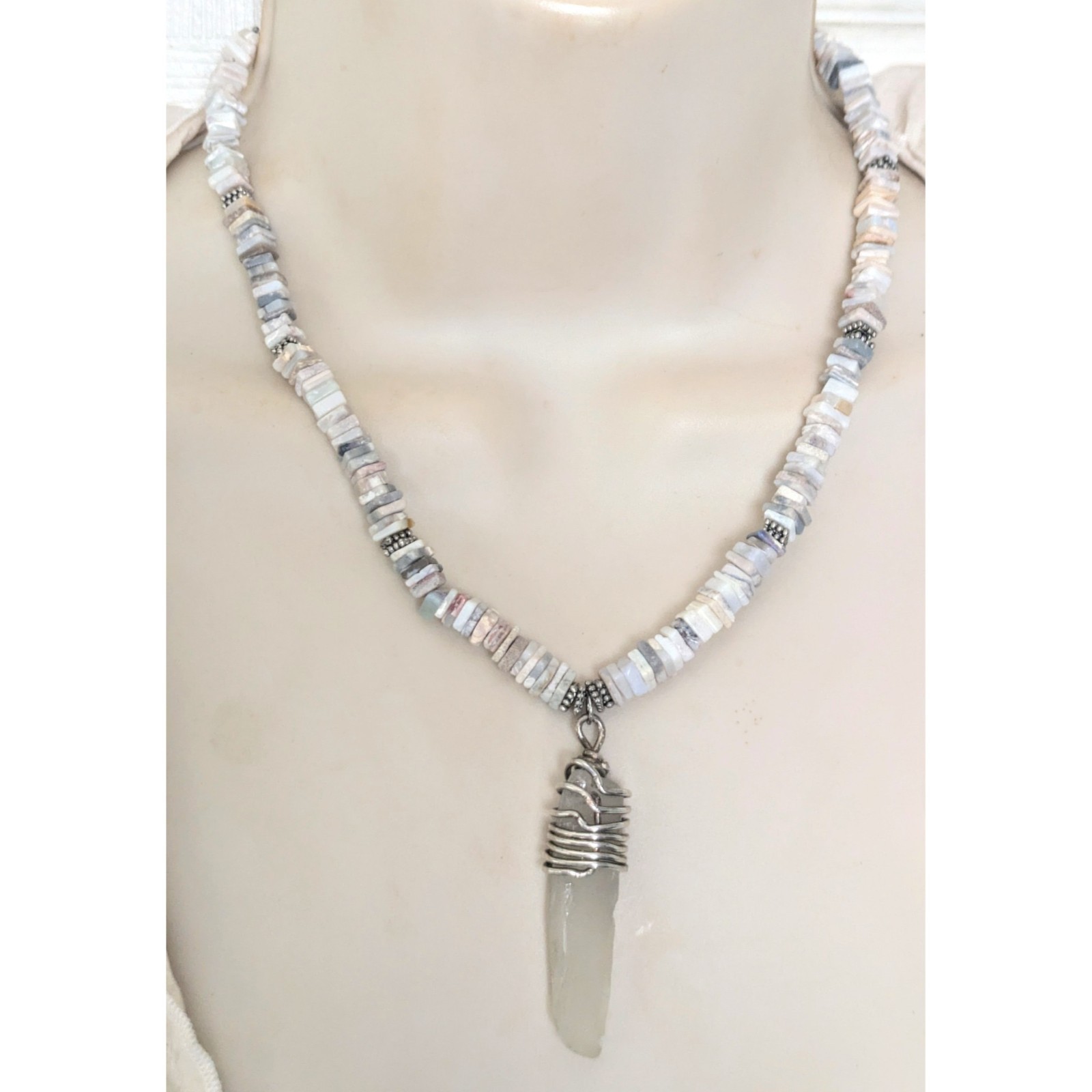 Sterling Silver Square Australian Opal Heishi Bea… - image 2