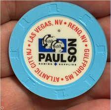 (UNCIRCULATED) PAULSON SAMPLE ADVERTISING CASINO POKER CHIP LAS VEGAS NEVADA