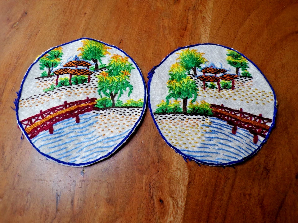 Lot de 6 Dessous de verre ou napperons en dentelle au ruban blancs - Photo 4/4