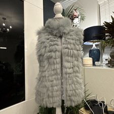 Ladies Max & Moi Fur Gilet in pale grey size 10 reversible 
