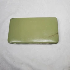 LODIS Lime Green Retro Twee Silver Frame Leather Quinn Clutch Wallet Hard Case