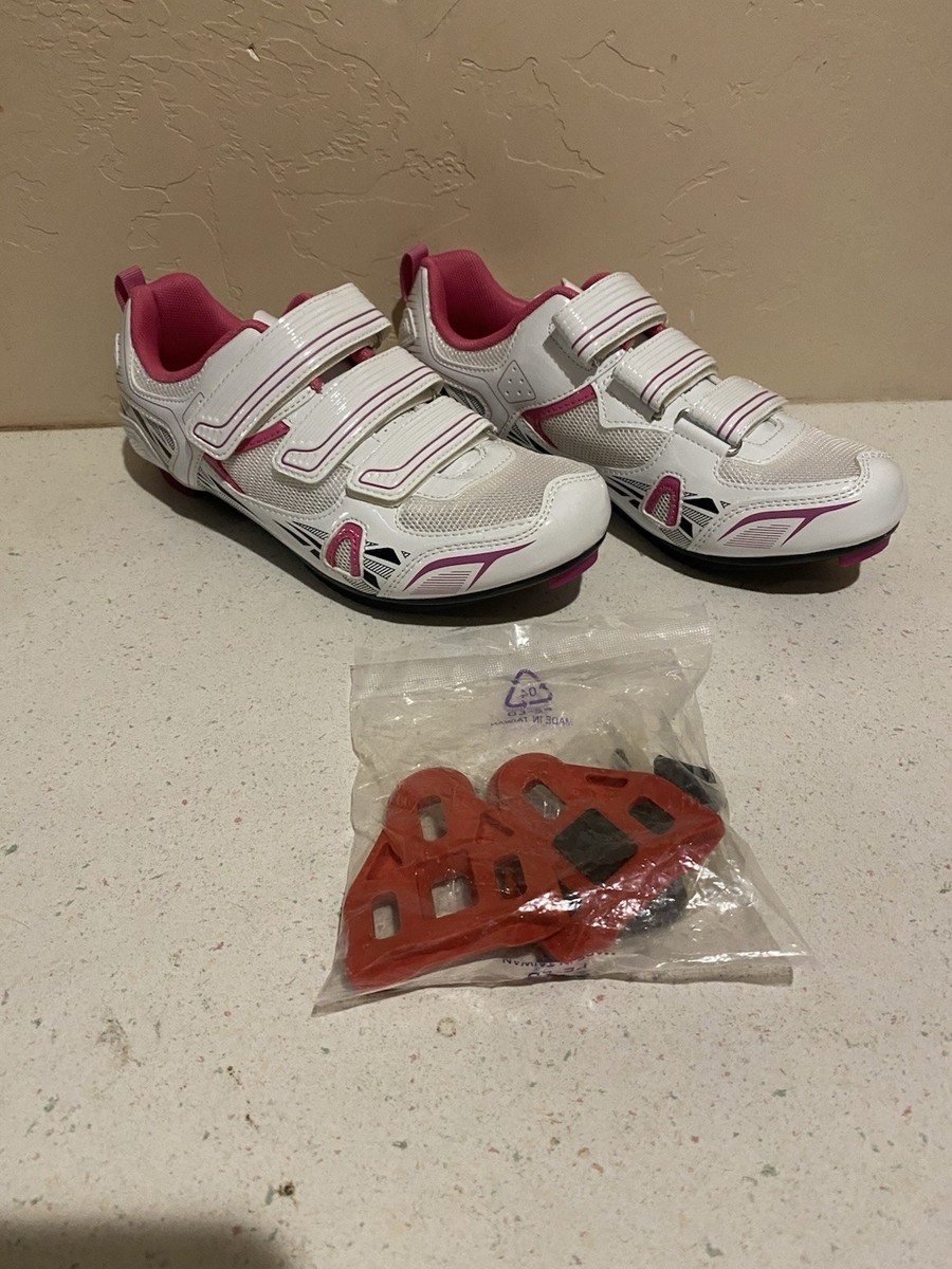 Chaussures Vélo Spin/road Patavinity Femme Blanc/rose, Taille 39/8, Cales 3 Trous, Jamais Portées