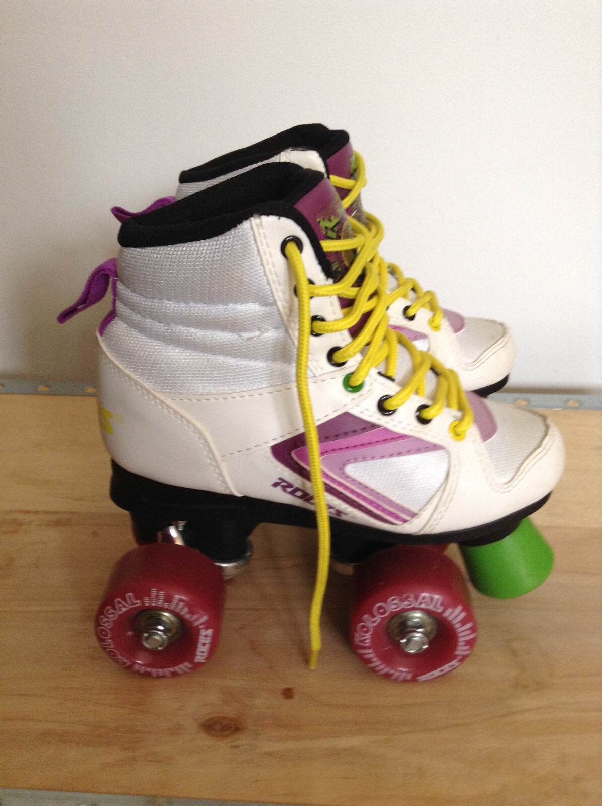 Paire de rollers quad Roces KOLOSSAL whitepurpleyellow Pointure 32 eBay