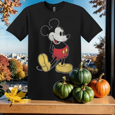Retro Mickey Mouse Classic Fade T-Shirt T Shirt Herren Damen Unisex Tshirt SY665