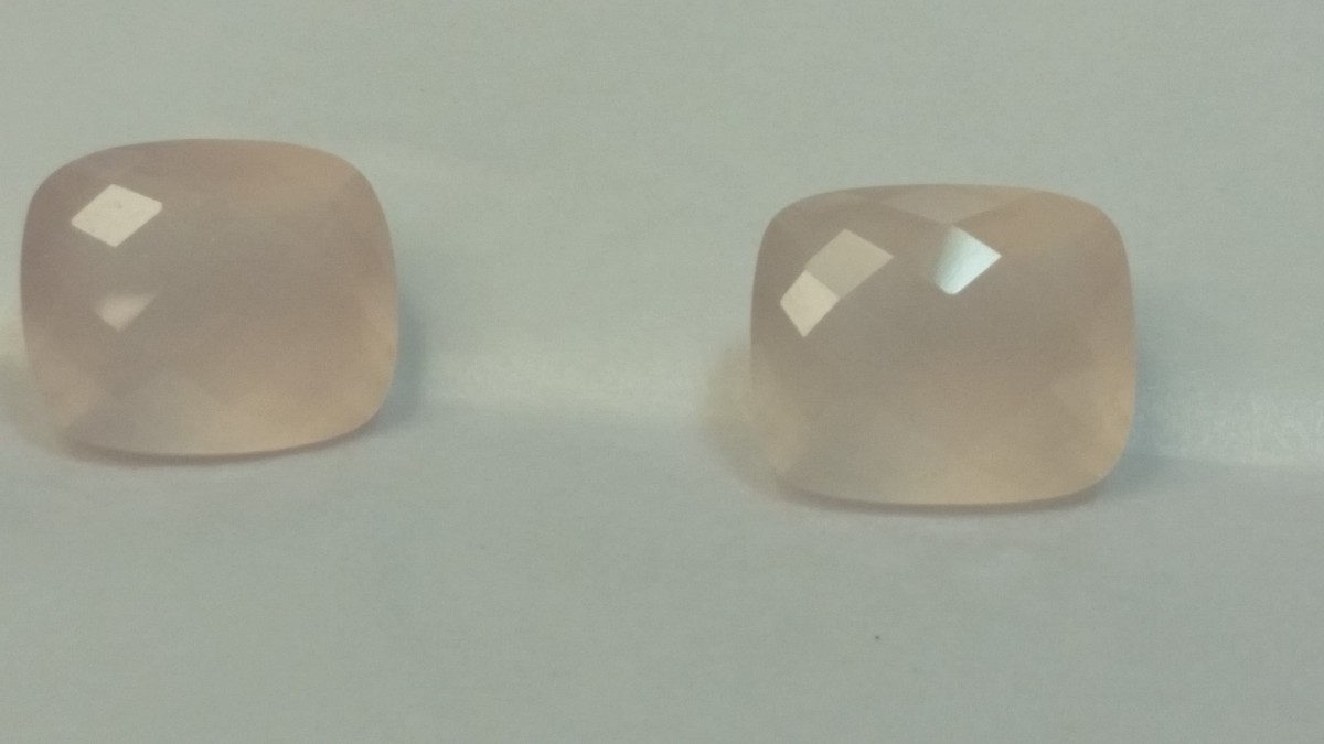 Genuine Rose Quartz 14 x 12 x 8.5 MM Rectangle Checkerboard Top