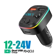 Car Charger 5.0 Bluetooth FM Transmitter Car Cigarette Lighter USB Fast Charger