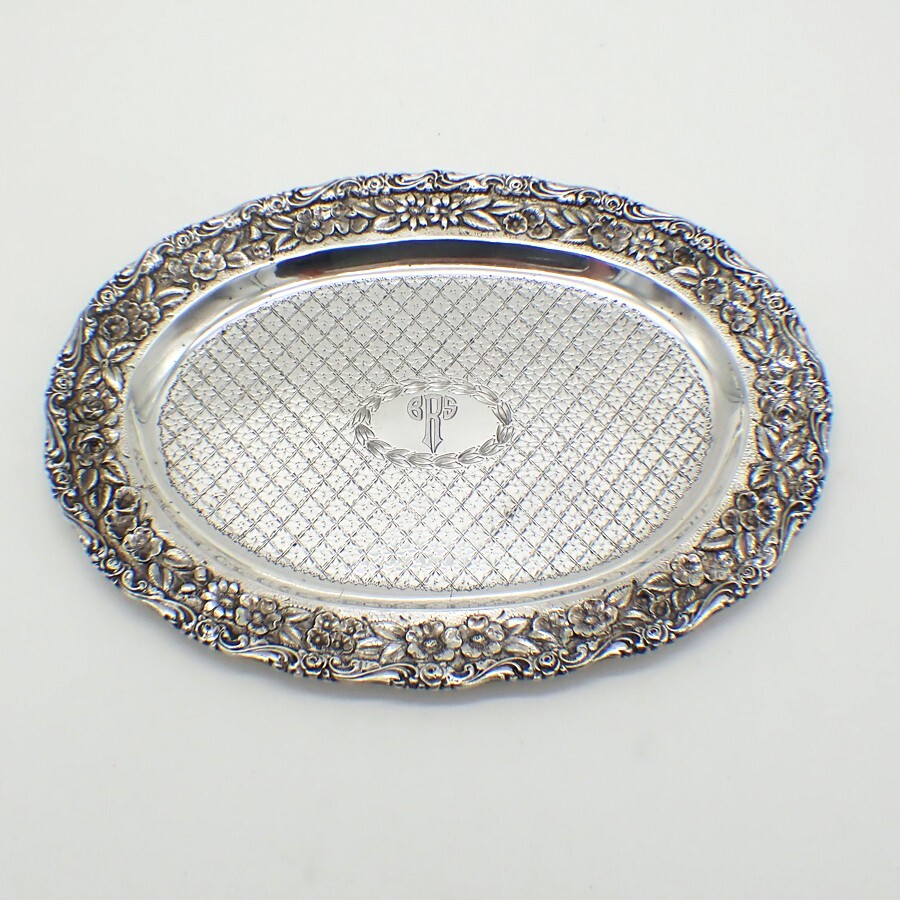 silver dresser tray Sterling Silver Oblong Vanity Dresser Pin Tray by Gorham #810