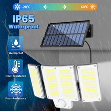 Indoor Solar Power Wall Light Motion Sensor Outdoor Garden Flood Lamp w/5M Cable