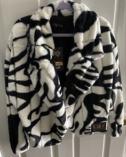 Black Tiered/pelted Hooded Faux Fur Jacket/coat Lola Bianka