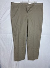 Lanesboro Khaki Pants Men's 44x32 Beige Iron Free Expandable Waist Flat Front