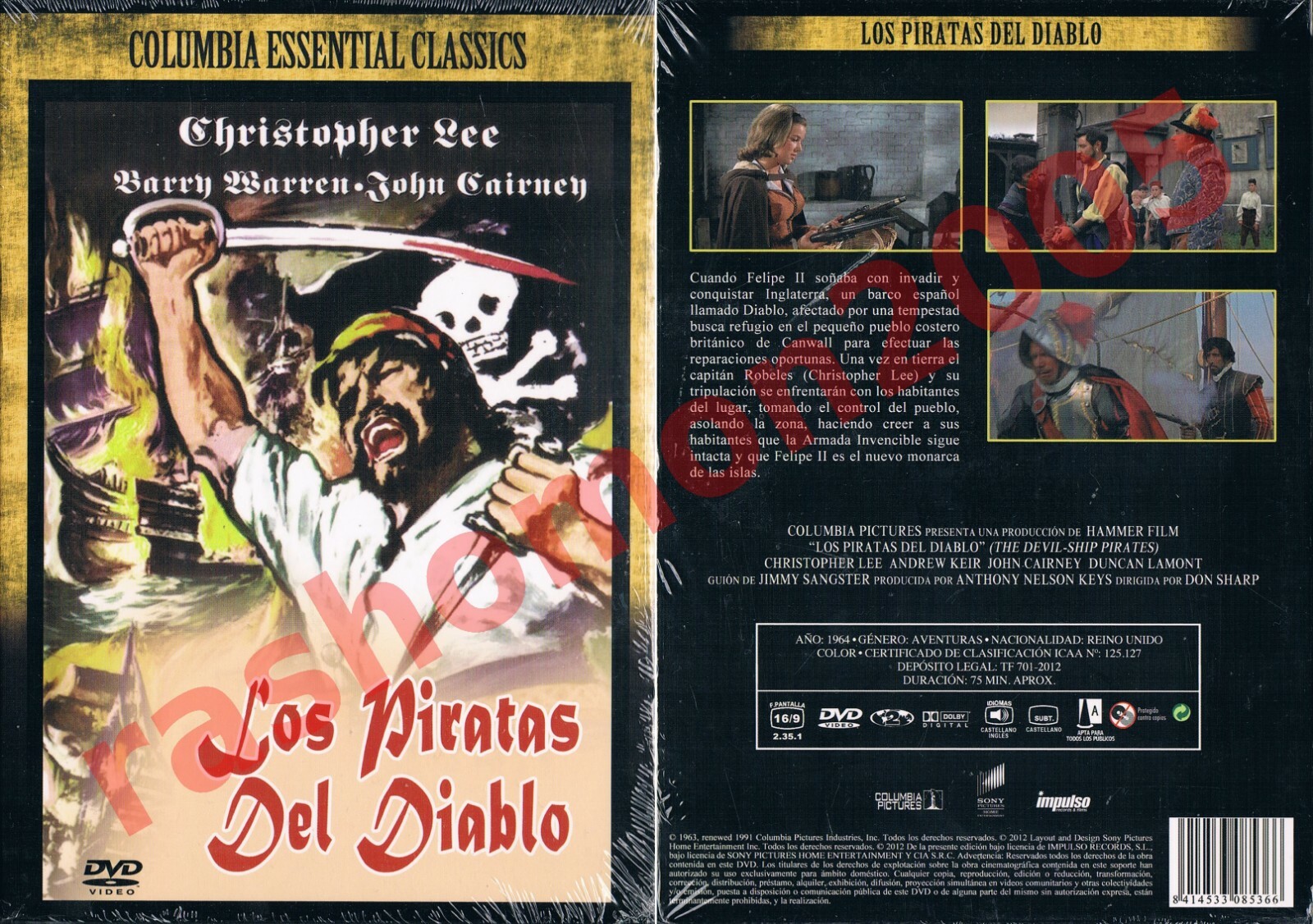 DVD THE DEVIL-SHIP PIRATES LOS PIRATAS DEL DIABLO Christopher Lee Region 2 NEW