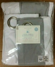 Pottery Barn Kids PBK Color Border Blackout Panel Drape Grommet 44x84 Gray