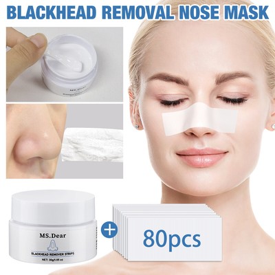 30g Blackhead Remover Cream with 80 pcs Nose Strips Deep Cleansing Peel off Mask