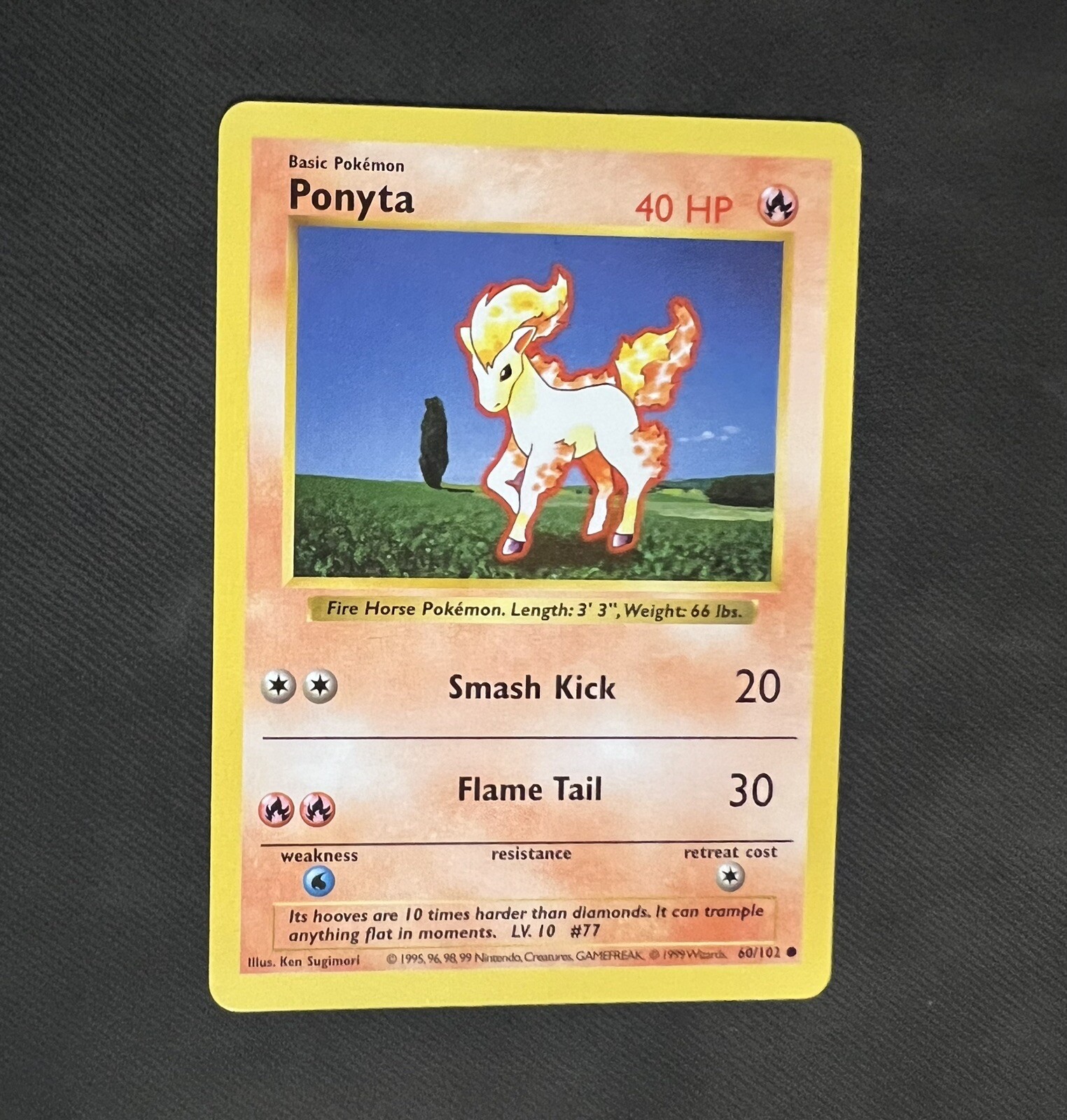 1999 Pokemon Base Set Shadowless Ponyta 60/102 WOTC NM