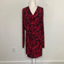 Norma Kamali Womens Dress XL Red Faux Wrap Cocktail Formal New Years