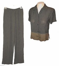 New 2-PC Suit: Pants  Blouse, Talbots petites, Plaid Elastic-waist 2P