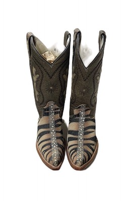 LONE STAR BOOTS Exotic Print Tiger Stripe Cowboy Boots